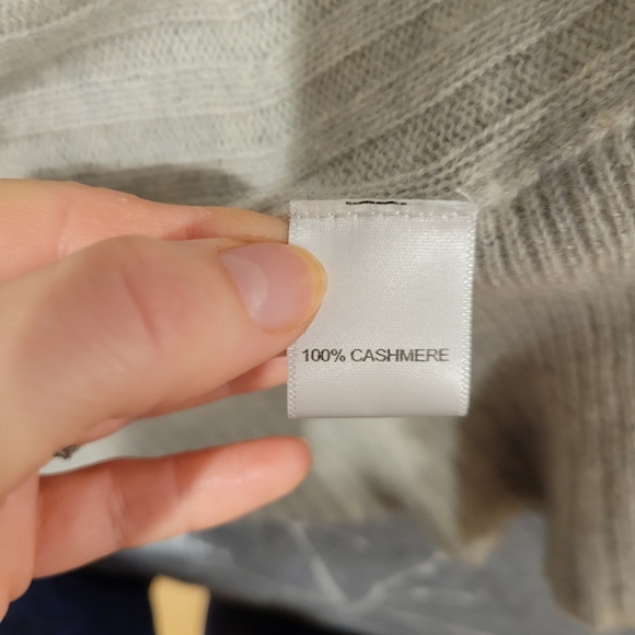 Qi Cashmere Gray Open Front Cardigan Sz XSP - Picture 5 of 6